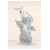 L.E. Smith Frosted Satin Glass Bird Figurine