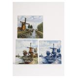 Delft Hand-Painted Dutch Windmill Tiles