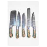 5 Damascus Steel Kitchen Knives