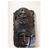 Hand-Carved Aztec Style Wooden Mask