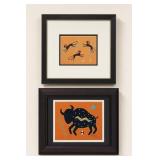 Framed Prints: Monkeys and Buffalo Motifs
