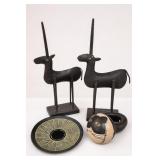 Metal Deer Sculptures With Cat Figurine Gourd