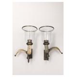 1970s Chapman Faux Ram Horn Brass Sconces Look Up