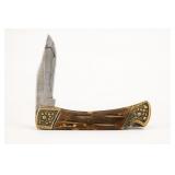 Folding Pocket Knife with Brass Detailing