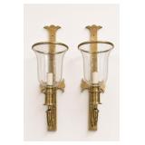 Pair Chapman Brass Wall Sconces with Glass