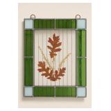 Stained Glass Panel With Pressed Leaves