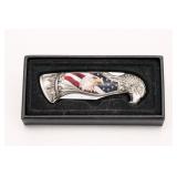 Eagle and American Flag Folding Pocket Knife