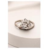 Sterling Silver Cluster Ring Size 8