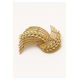 Lisner 2.5in Gold-Tone Leaf Brooch