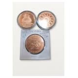 Three 1 oz .999 Copper Rounds