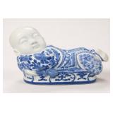 Blue and White Porcelain Reclining Child Pillow