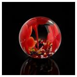 Handcrafted Glass Paperweight with Floral Motif