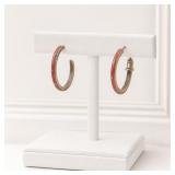 Sterling Silver Hoop Earrings With Red Coral