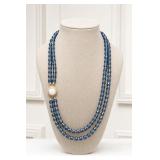 28in Blue Faceted Bead Necklace with Clasp