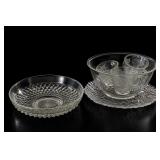 Pressed Glass Serving Bowl and Tea Set