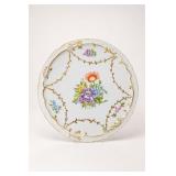 Hand-Painted Floral Display Cake Plate