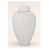 Large White Covered Ceramic Vessel