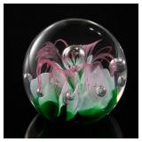Glass Paperweight With Floral Design