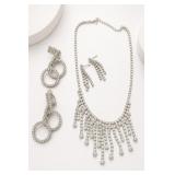 Rhinestone Necklace and Earring Set