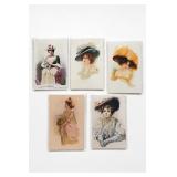 5 Edwardian Lady Pressed Board Prints