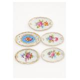 Five Floral Twin-Handled Porcelain Dishes