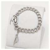 Monet Silver-Tone Chain Bracelet with Charm