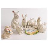 Ceramic Rabbit Figurines and Bunny Tray Lot