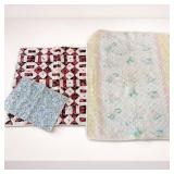 Handcrafted Quilts, Lot of 3 Baby Blankets Etc