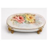 Oval Floral Footed Trinket Box