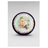 Cobalt-Blue Gilt Pastoral Scene Trinket Box