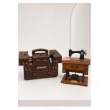 Singer Wooden Sewing Box and Sewing Machine Decor