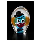 Murano Style Glass Clown Paperweight
