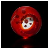 Red Faceted Millefiori Glass Paperweight
