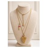 Betsey Johnson Cheese and Knife Necklace Set