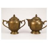Solid Brass Sugar Bowl and Creamer Set