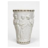 Neoclassical White Ceramic Urn With Relief