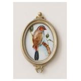 Hand Painted Porcelain Bird Plaque Signed