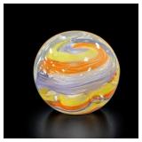 Art Glass Paperweight With Swirled Colors