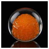 Clear Glass Paperweight with Orange Center