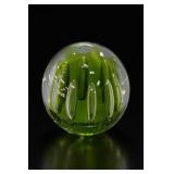 Green Art Glass Paperweight Sphere