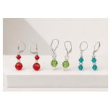 Three Pairs Sterling Silver Dangle Earrings