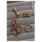 Assorted Cat, Butterfly, Floral & Wreath Brooches