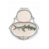 Divided Glazed Ceramic Fish Platter