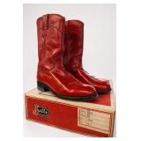 Justin L3055 Red Leather Roper Boot Pair