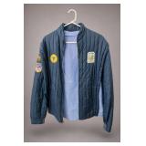 Blue Quilted Jacket with Souvenir Patches