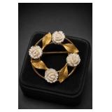 K.L.-Marked Floral Rose Brooch