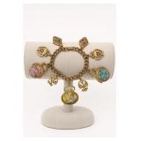 Gold-Tone Bird and Heart Charm Bracelet