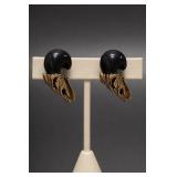 Isabel Canova Black Gold-Tone Clip-On Earrings