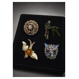 Assorted Costume Brooches and Pins, Lot of 4