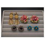 Mixed Lot of Four Pairs Clip-On Earrings